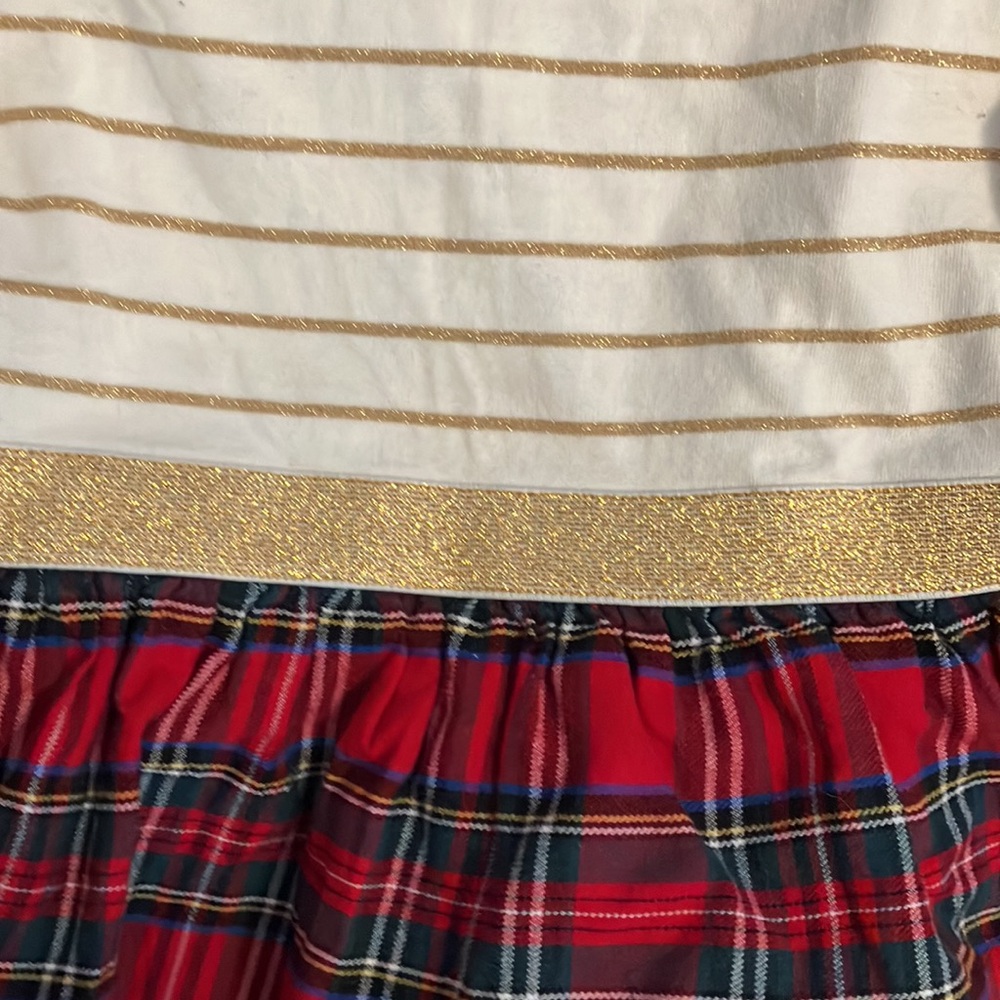 J Crew Crewcuts Red Plaid Gold Dress 8 - Picture 3 of 4